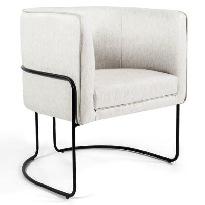 Poltrona Pés Metal Betina A48 Linho Flocos Domi