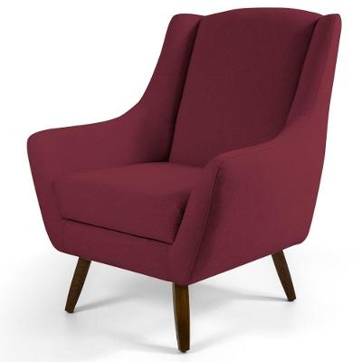 Poltrona Juliet Pés De Madeira B278 Veludo Marsala Domi