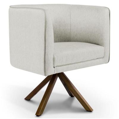 Poltrona Decorativa Giratória Base Giromad Madeira Betina C-107 Linho Cru