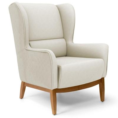 Poltrona Sala De Estar Base Manu Madeira Milena C-107 Bege