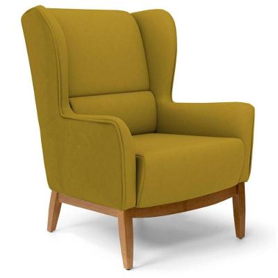 Poltrona Base Manu Madeira Milena B260 Veludo Mostarda Domi