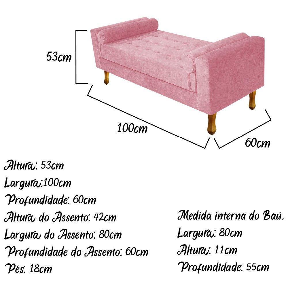 Recamier Félix Solteiro 100cm Suede Rosa Bebê - 2
