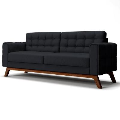 Sofá 280 Cm 4 Lugares Sandero B-300 Veludo Preto - Domi