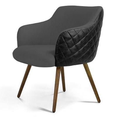 Poltrona Jade Pés Palito C416 Corano Tressê Cinza Escuro