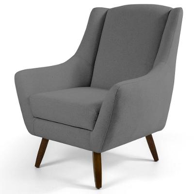 Poltrona Juliet Pés De Madeira C416 Linho Cinza Escuro Domi