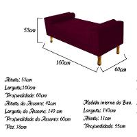 Recamier Félix Queen Size 160cm Suede Bordô - 3