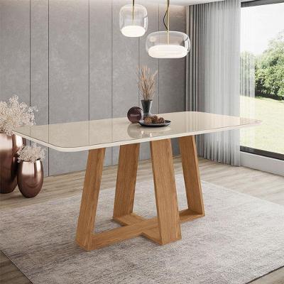 Mesa De Jantar Lins 180 Cm Ambiente Canto Arredondado Com Vidro Nature Off White - Henn