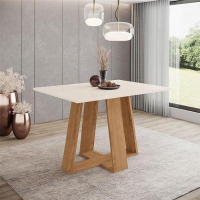 Mesa De Jantar Lins 120 Cm Ambiente Canto Reto Sem Vidro Nature Off White - Henn