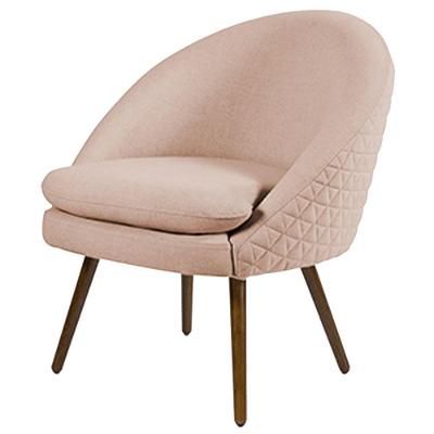 Poltrona Pés Palito Rafa C105 Linho Tressê Rosê Domi