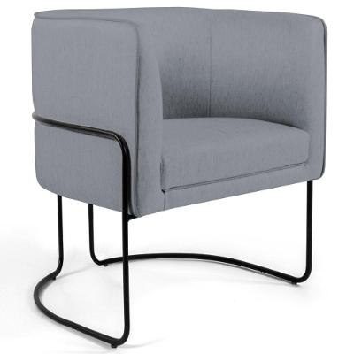 Poltrona Base Aço Betina C416 Linho Cinza Escuro Domi