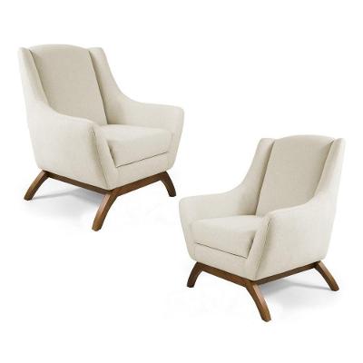 Kit 02 Poltronas Juliet Base De Madeira B-309 Bege