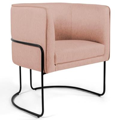 Poltrona Base Aço Betina C105 Linho Rosê Domi