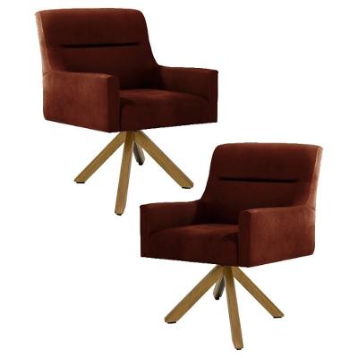 Kit 2 Poltronas Base Madeira Angel B-417 Veludo Malbec