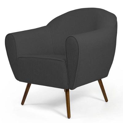 Poltrona Nina Pés Palito Madeira C-416 Cinza Escuro