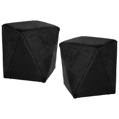 Kit 2 Puffs Decorativos Ametista B-99 Veludo Preto