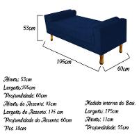 Recamier Félix King Size 195cm Suede Azul Marinho - 2