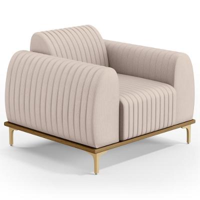 Poltrona Decorativa Base Gold Molino D06 Suede C-309 Bege