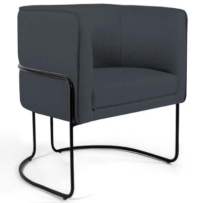 Poltrona Base Aço Betina B317 Veludo Cinza Domi