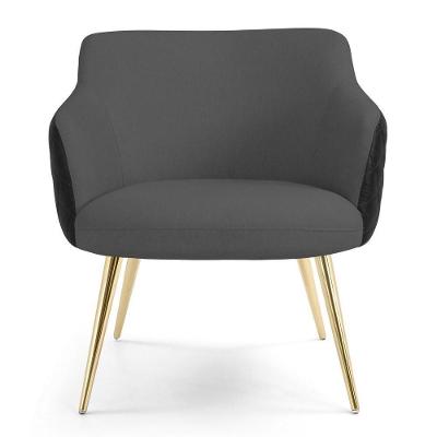 Poltrona Jade Pés Alumínio Metalizado Tressê Cinza Escuro