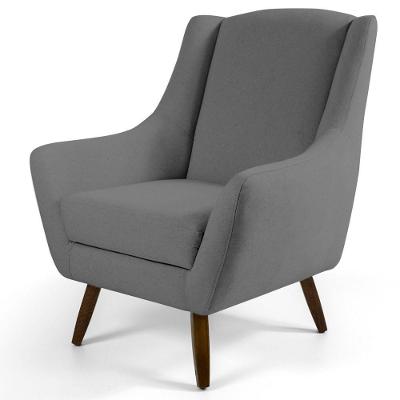 Poltrona Juliet Pés De Madeira B317 Veludo Cinza Domi