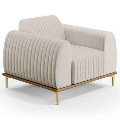 Poltrona Decorativa Base Gold Molino D06 Linho C-367 Cru