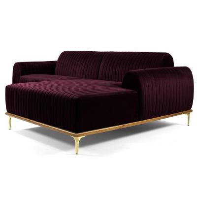 Sofá 320cm 5 Lugares Chaise Direito Pés Gold B-292 Uva