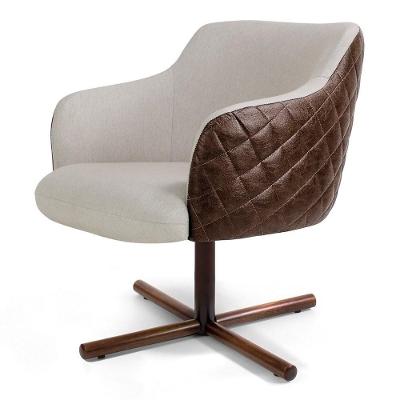 Poltrona Jade Base Xis Giratória C-107 Corano Tressê Bege