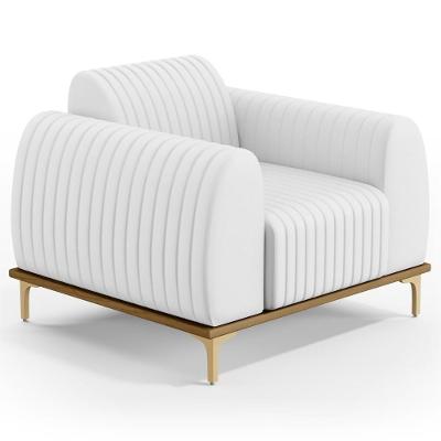 Poltrona Decorativa Base Gold Molino D06 Pu C-12 Branco