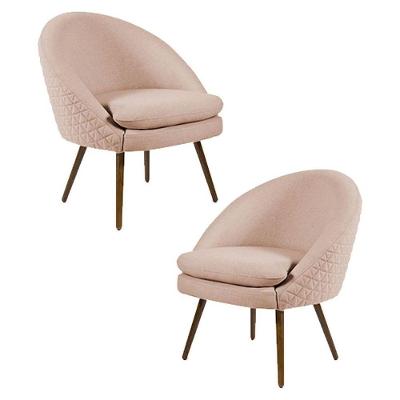 Kit 2 Poltronas Decorativas Pés Palito Rafa C-105 Linho Tressê Rosê - Domi