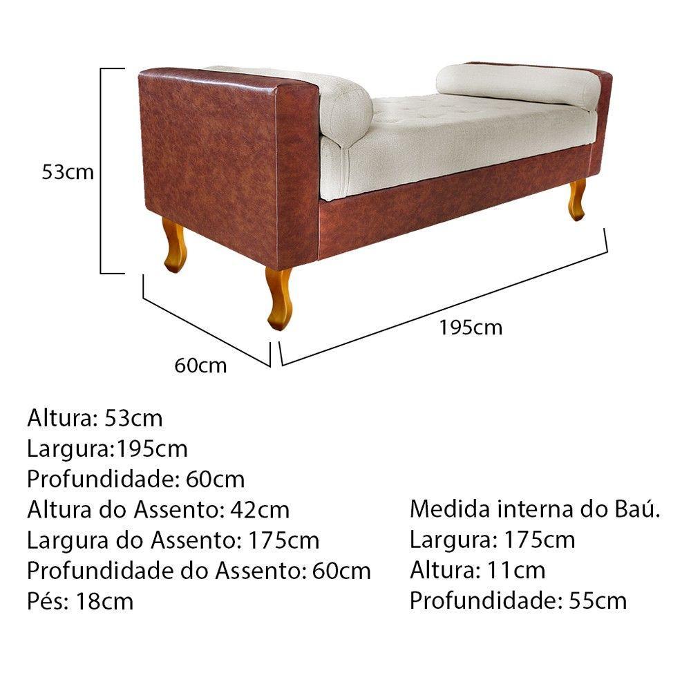 Recamier Félix King Size 195cm Nozes E Linho Bege - 2