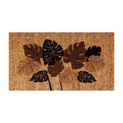 Capacho Fibra De Coco Folhagem Marrom 60x33cm - Uzoo Capacho Fibra De Coco Rt 60x33cm Folhagem Marrom