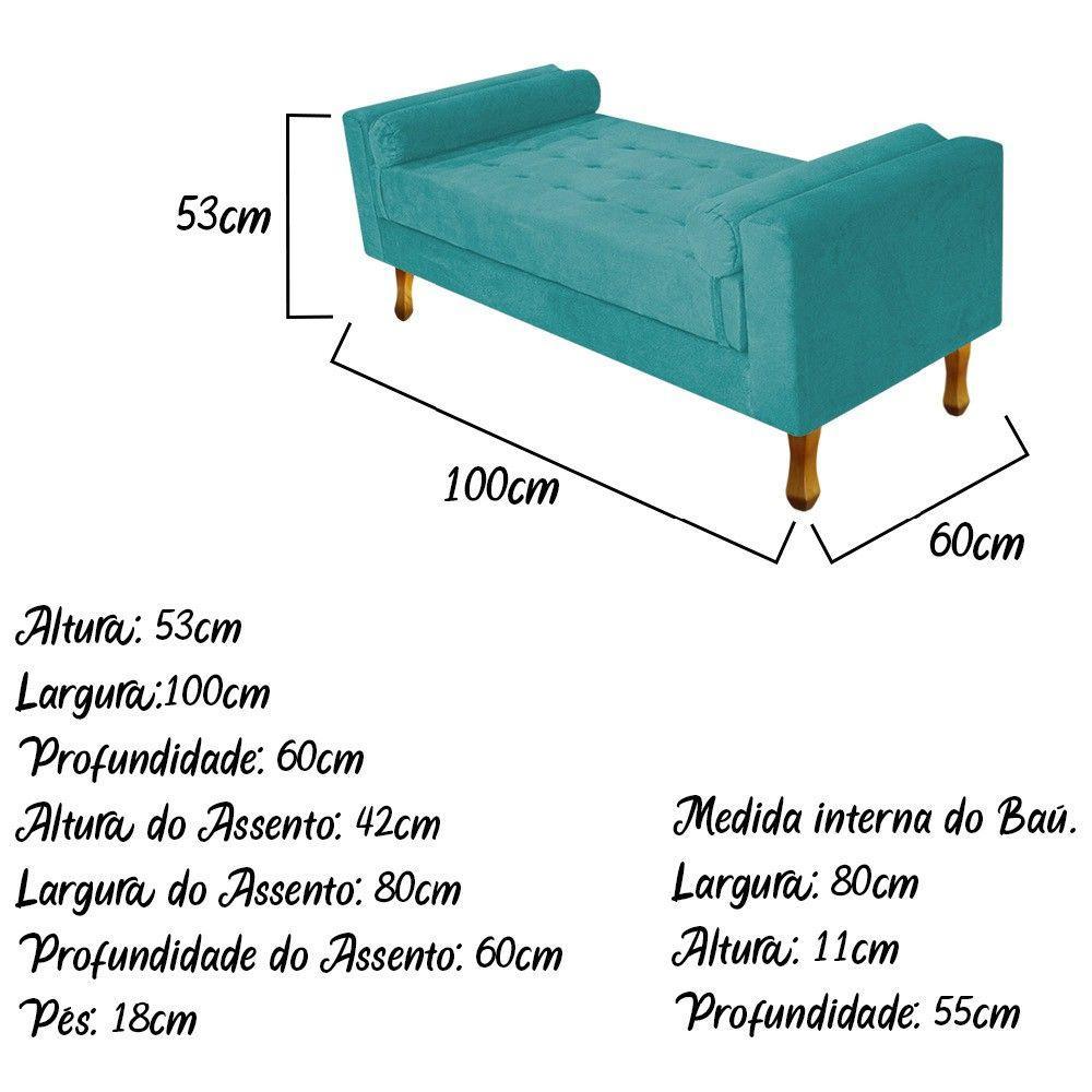 Recamier Félix Solteiro 100cm Suede Azul Turquesa - 2