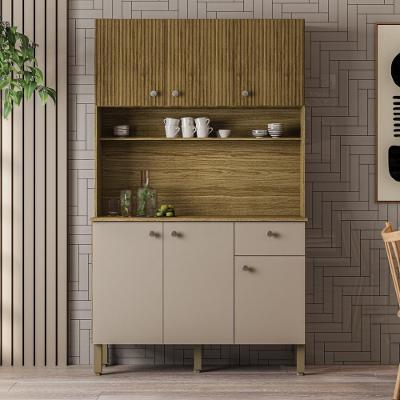 Armário De Cozinha Compacta 6 Portas 1 Gaveta Roma - Freijó-vanilla-cp-ripado Freijó