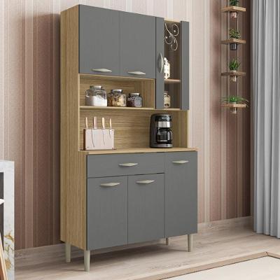 Armário De Cozinha Compacta 6 Portas 1 Gaveta Paris - Freijó/gris