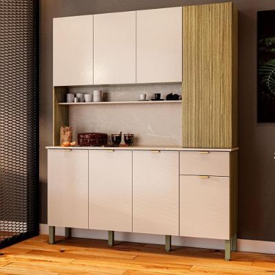 Armario De Cozinha Compacta 8 Portas 1 Gaveta York - Freijó/vanilla/riscatto Freijó