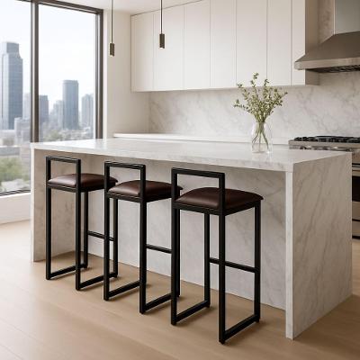 Kit 3 Banquetas Corino Ferro Cozinha Balcão Alta Bistro Marrom