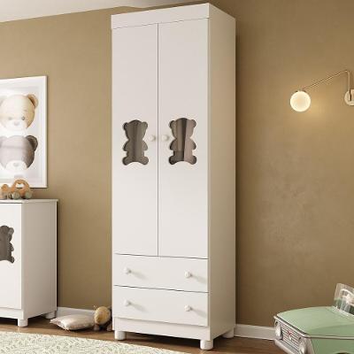 Guarda-roupa Infantil 62cm 2 Portas Com Vidro E 2 Gavetas Fofura Multimóveis Mp4481 Branco Branco
