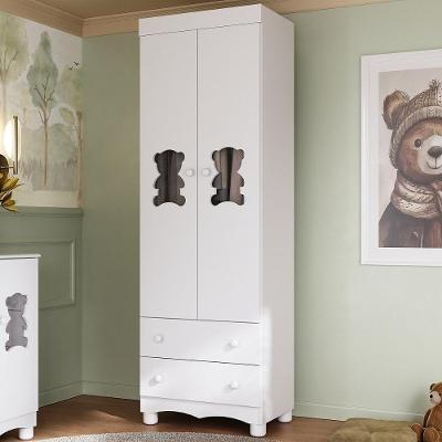 Guarda-roupa Infantil 62cm 2 Portas Com Vidro E 2 Gavetas Ternura Multimóveis Mp4476 Branco Branco
