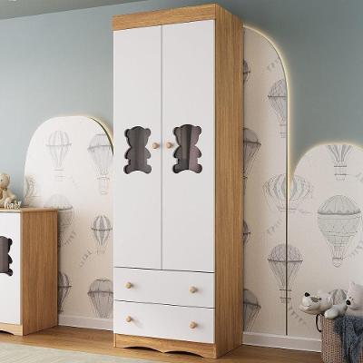 Guarda-roupa Infantil 62cm 2 Portas Com Vidro E 2 Gavetas Doçura Multimóveis Mp4491 Madeirado/branco Madeirado/branco