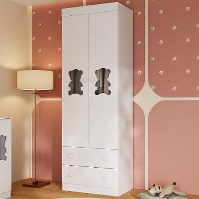 Guarda-roupa Infantil 62cm 2 Portas Com Vidro E 2 Gavetas Teddy Multimóveis Mp4486 Branco Branco
