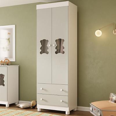 Guarda-roupa Infantil 62cm 2 Portas Com Vidro E 2 Gavetas Fofura Multimóveis Mp4481 Branco/off White Branco/off White