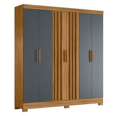 Guarda Roupa Casal Valença 6 Portas Freijó Cinza - Moval