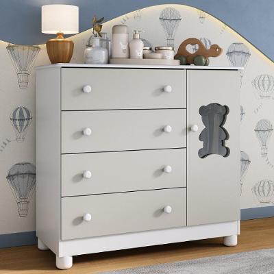 Cômoda Infantil 95cm 1 Porta Com Vidro E 4 Gavetas Fofura Multimóveis Mp4484 Branco/off White Branco/off White