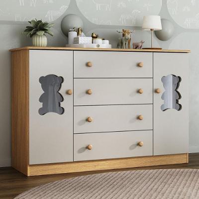 Cômoda Infantil Mp4490 4 Gavetas em MDF com Puxador Plástico Off White e Madeirado
