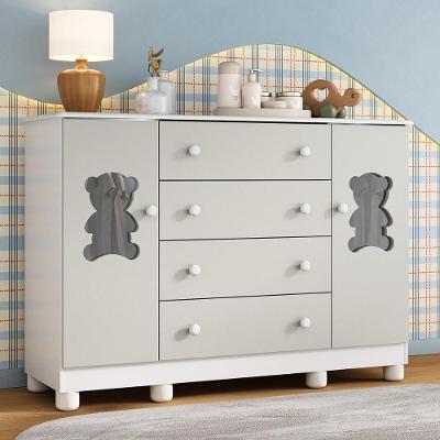 Cômoda Infantil 125cm 2 Portas Com Vidro E 4 Gavetas Fofura Multimóveis Mp4485 Branco/off White Branco/off White