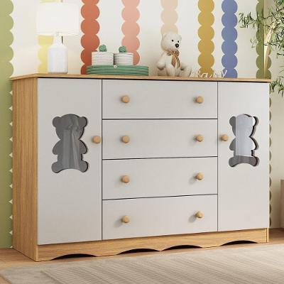 Cômoda Infantil 125cm 2 Portas Com Vidro E 4 Gavetas Doçura Multimóveis Mp4495 Madeirado/off White Madeirado/off White