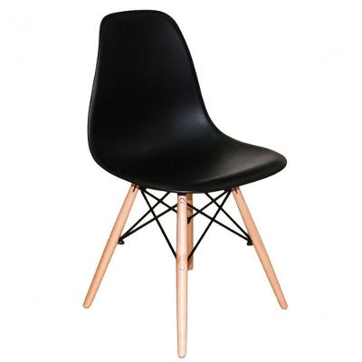 Cadeira Charles Eames Wood Dsw Preta Base Madeira