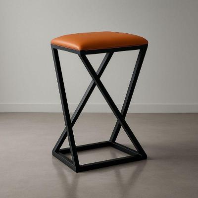 Banqueta Z 80 Cm Banco Cozinha Corino Bistrô Ferro Balcão Cor:caramelo