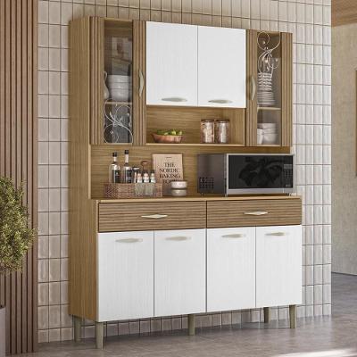 Armário De Cozinha Compacta Mdf 8 Portas Paris Plus - Freijó-supremo-com Ripado