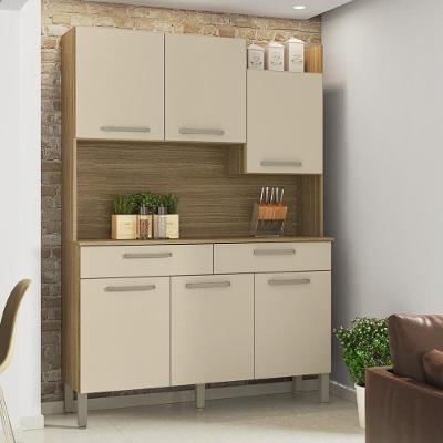 Armário De Cozinha Compacta 6 Portas 2 Gavetas Viena - Freijó-vanilla
